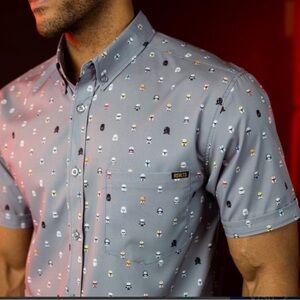 Rsvlts Star Wars Lil Trooper Kunuflex Shirt Men XL Gray Strech Button Down